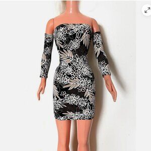 Multicolor mini dress bodycon for My Size Barbie Doll 36". Floral print. New. 01